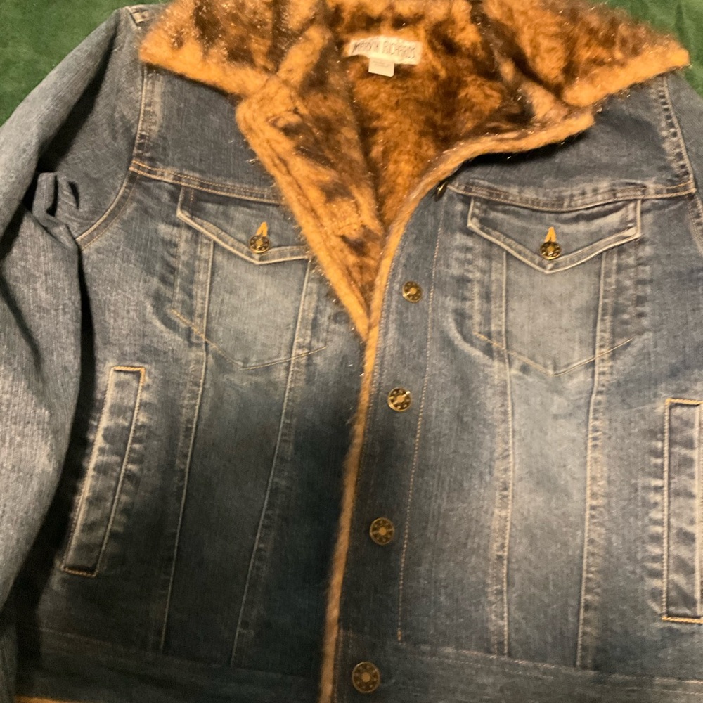 Marvin Richards Blue Denim Jacket with Brown Faux Fur